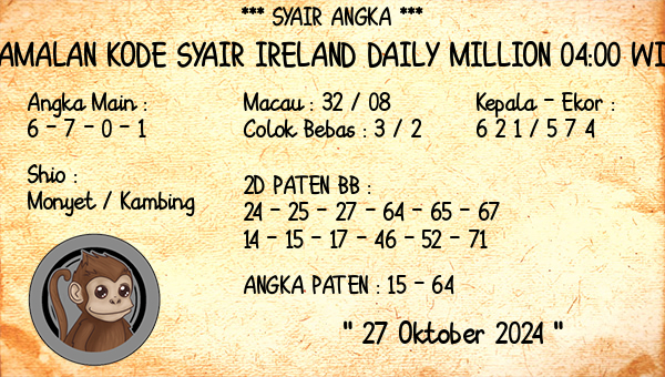 Prediksi Ireland Daily Million 04:00 WIB