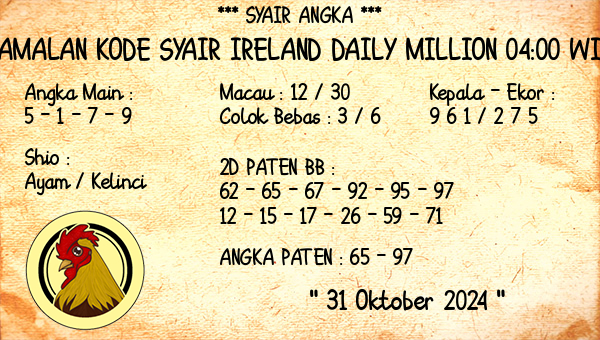 Prediksi Ireland Daily Million 04:00 WIB