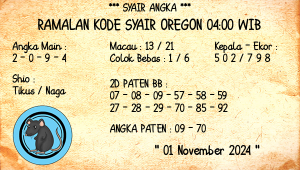 Prediksi Oregon 04:00 WIB