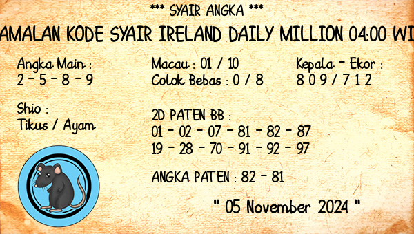 Prediksi Ireland Daily Million 04:00 WIB