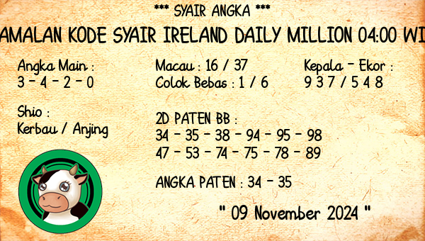 Prediksi Ireland Daily Million 04:00 WIB