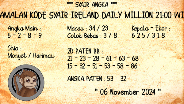 Prediksi Ireland Daily Million 21:00 WIB