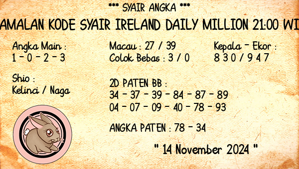 Prediksi Ireland Daily Million 21:00 WIB