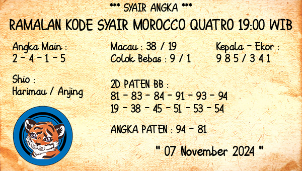 Prediksi Morocco Quatro 19:00 WIB