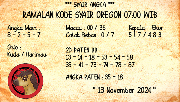 Prediksi Oregon 07:00 WIB