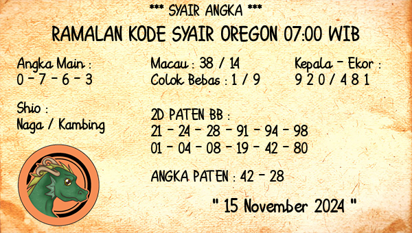 Prediksi Oregon 07:00 WIB