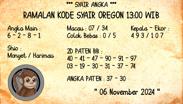 Prediksi Oregon 13:00 WIB