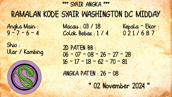 Prediksi Washington Dc Midday